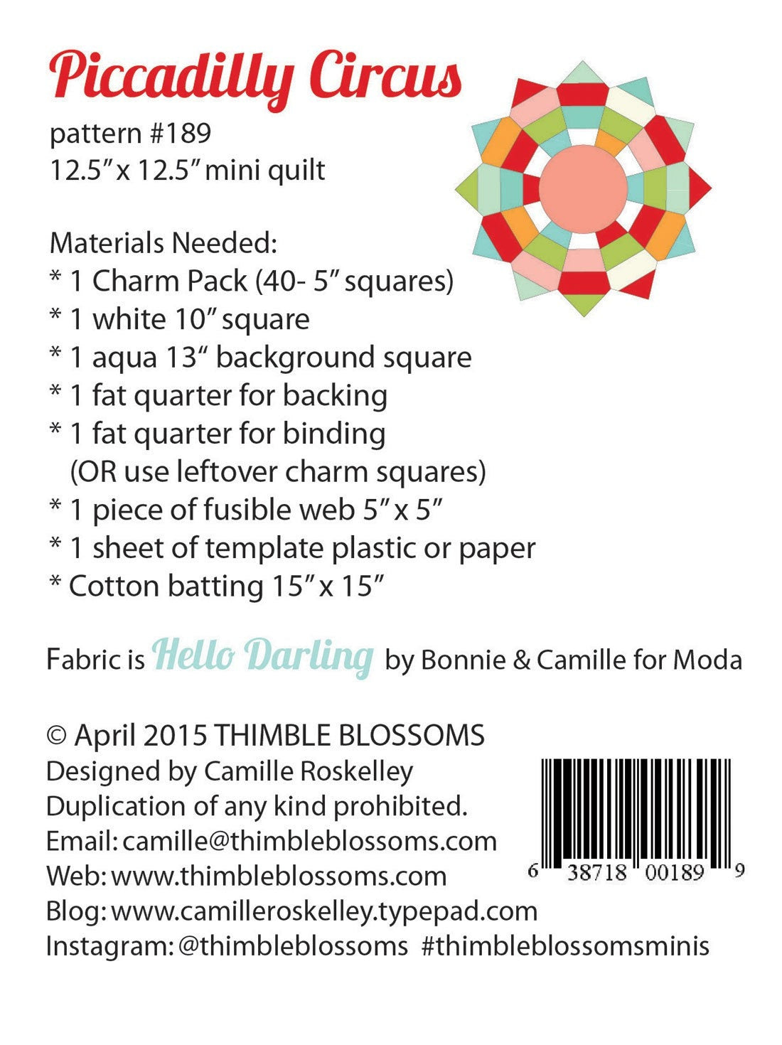 PATTERN mini PICCADILLY CIRCUS Star quilt wall hanging Charm Pack Friendly   We combine shipping