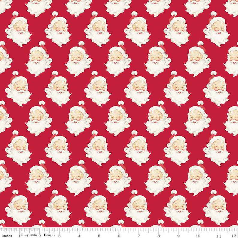 FABRIC Vintage Style Merry Little CHRISTMAS Santa Red by Riley Blake