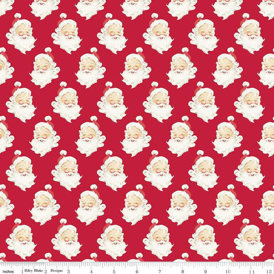 FABRIC Vintage Style Merry Little CHRISTMAS Santa Red by Riley Blake