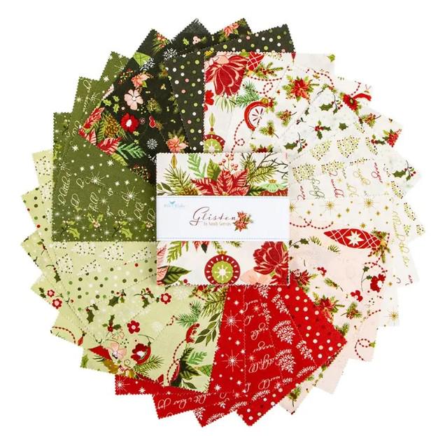 Glisten CHRISTMAS  5" CHARM Pack 42 Pieces by Riley Blake