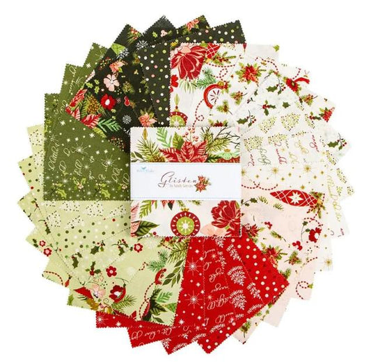 Glisten CHRISTMAS  5" CHARM Pack 42 Pieces by Riley Blake