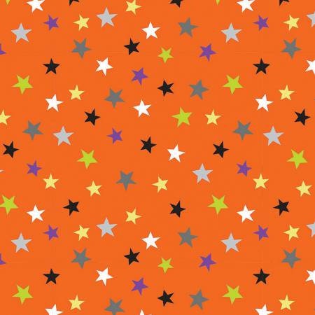 Last One FABRIC HALLOWEEN Trick or Treat Stars on Orange  1 Yard