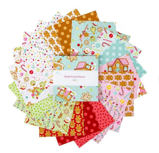 Gingerbread Kisses  5" CHARM Pack 42 Pieces by Riley Blake