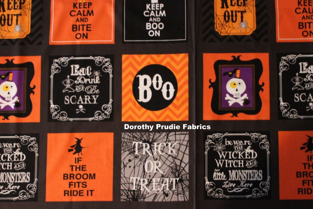FABRIC HALLOWEEN KEEP Calm Bonehead fabric Panel   We combine shipping