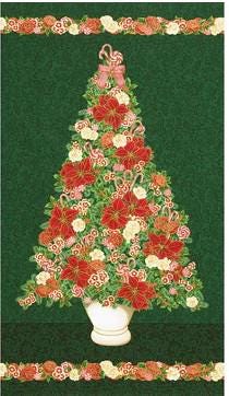 Fabric Holiday Flourish Peppermint Twist Christmas FAT QUARTER bundle AND Panel with Metallic Gold