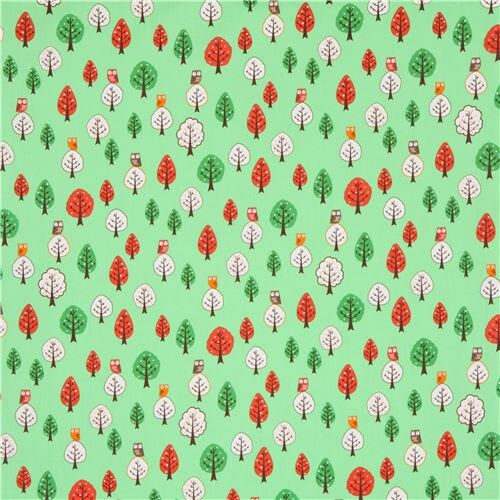 FABRIC OWLS FOREST Fellows by Robert Kaufman 1/2 Yard   We combine shipping