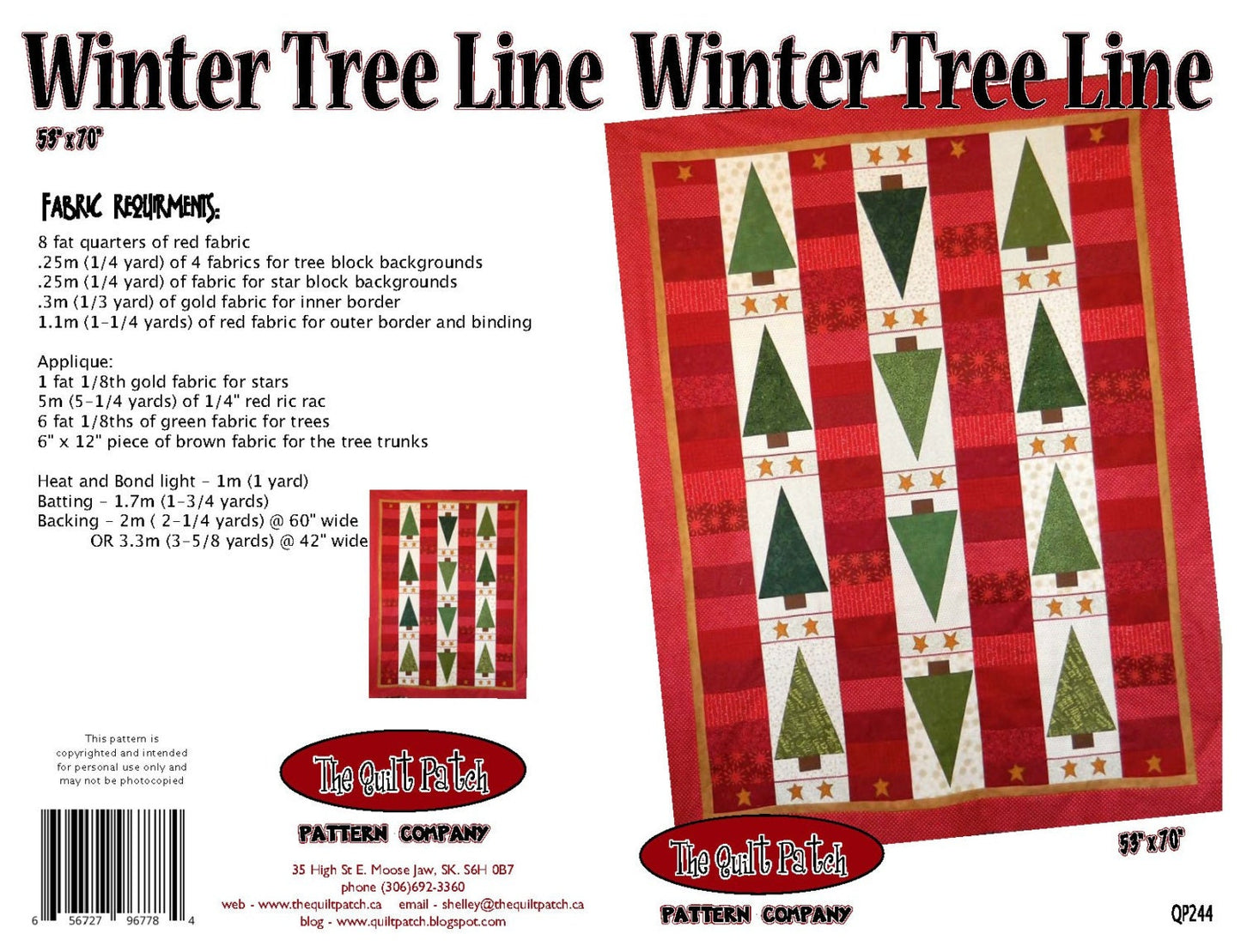 PATTERN WINTER Tree Line CHRISTMAS Trees Quilt   We Combine Shipping