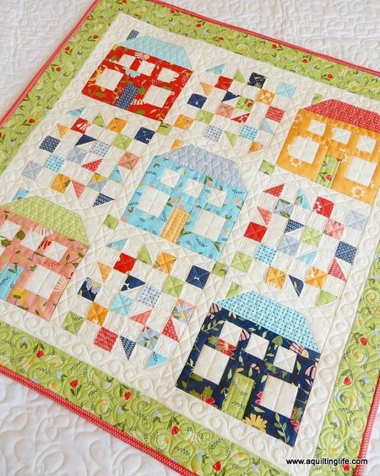 PATTERN Be My NEIGHBOR HOUSE Mini Quilt   Charm Pack Friendly   We combine shipping