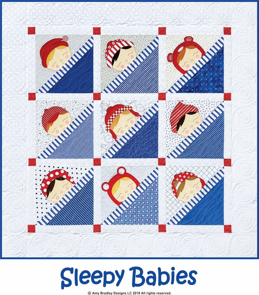 PATTERN SLEEPY BABY wall hanging quilt Full Sized Templates Boys and Girls    We combine shipping