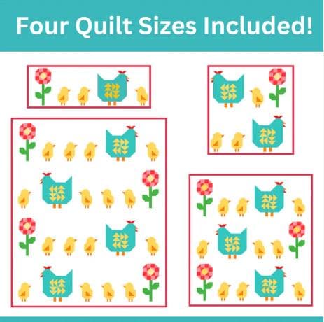 PATTERN CHICKS in a Row Chickens Quilt 4 Sizes if quilts includes table runner