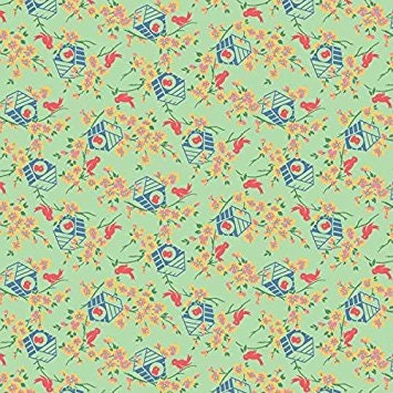 FABRIC FEEDSACK Style BIRDS and Birdhouses Lazy Day line by Wilmington    We combine shipping