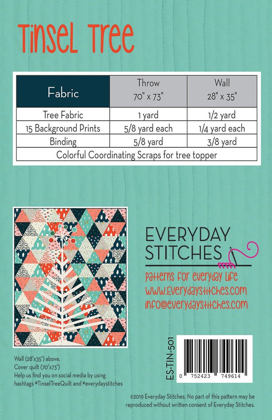 PATTERN TINSEL TREE Christmas 2 Sizes Triangle Quilt