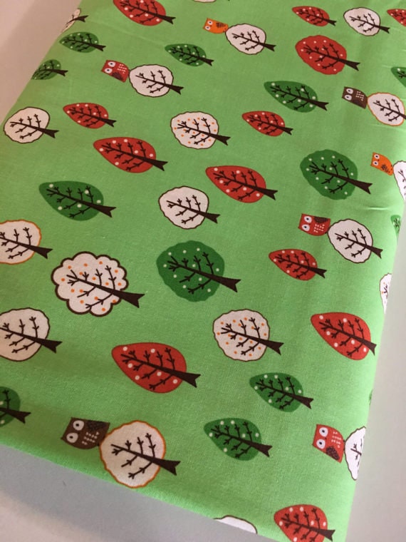 FABRIC OWLS FOREST Fellows by Robert Kaufman 1/2 Yard   We combine shipping