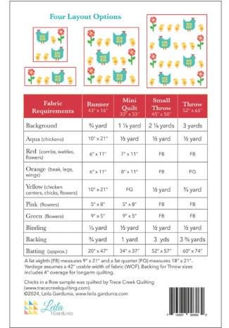 PATTERN CHICKS in a Row Chickens Quilt 4 Sizes if quilts includes table runner
