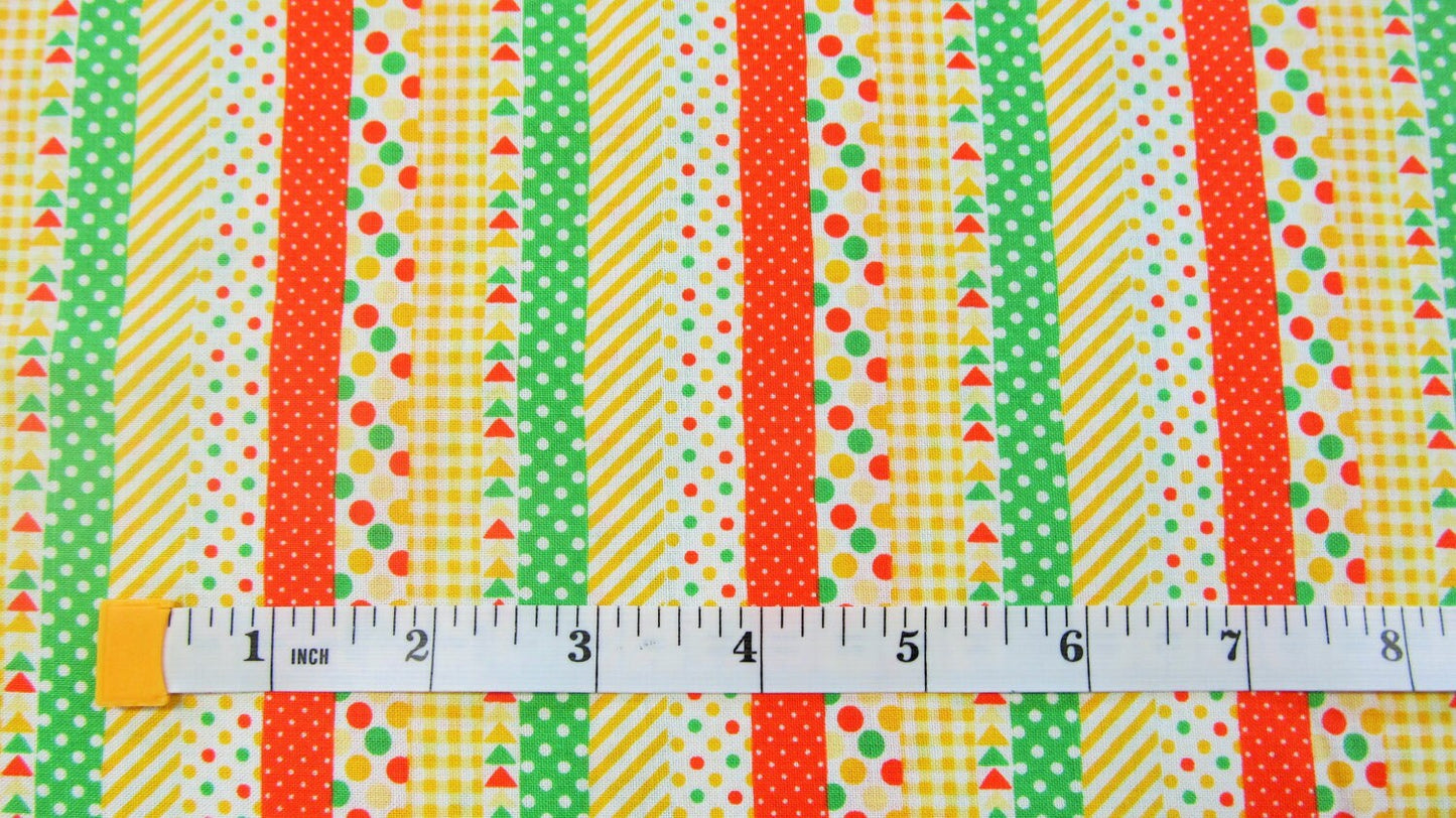 FABRIC YELLOW Geo Fun with Geometric Stripes Lecien   1 Yard