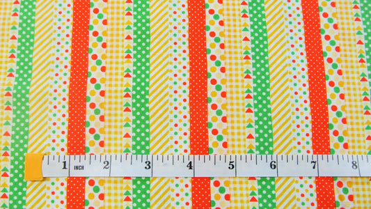 FABRIC YELLOW Geo Fun with Geometric Stripes Lecien   1 Yard