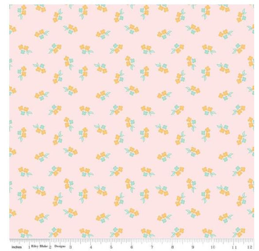FABRIC SUMMER SKIES Foral on blush pink Riley Blake