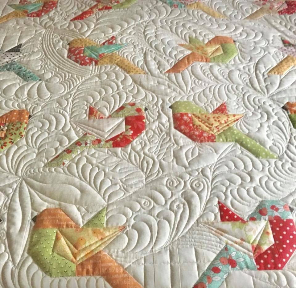 PATTERN FEATHERS BIRD Quilt  60.5" x 70"