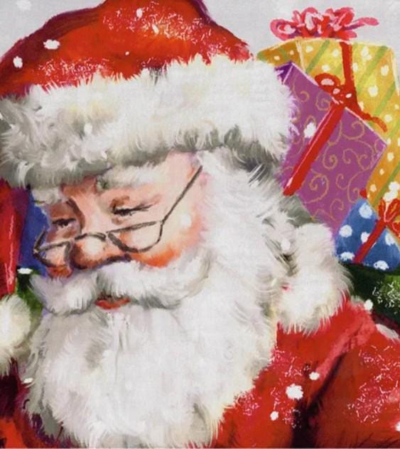 FABRIC SANTA and his list More Christmas Wishes Quilt Panel
