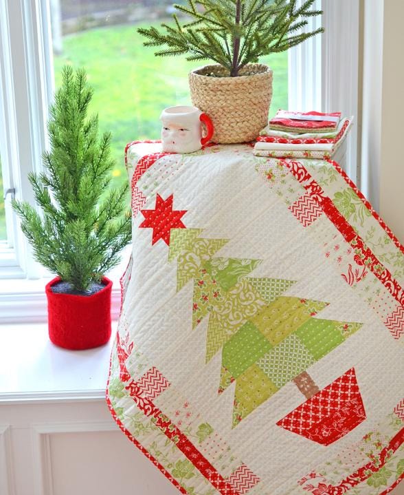 PATTERN Oh CHRISTMAS TREE Wall Quilt or Table Topper Charm Pack Friendly