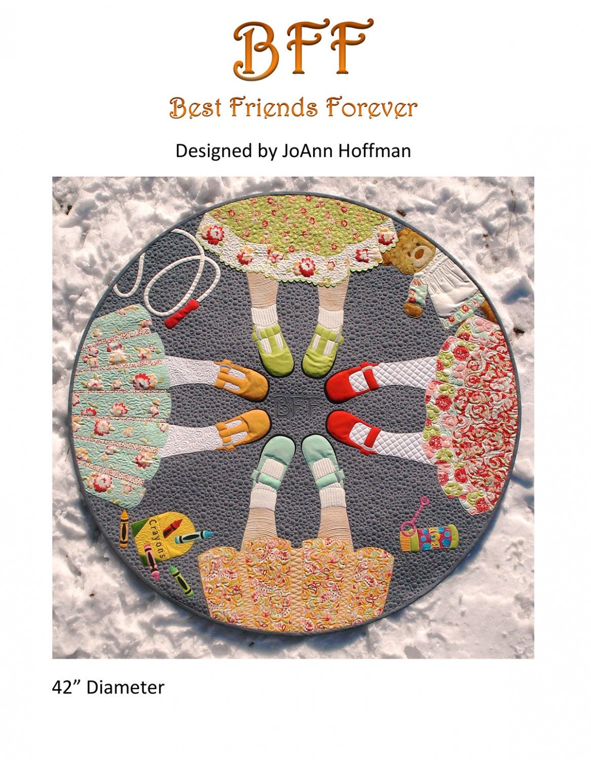 PATTERN ROUND BFF Best Friends Forever retro Quilt    We combine shipping