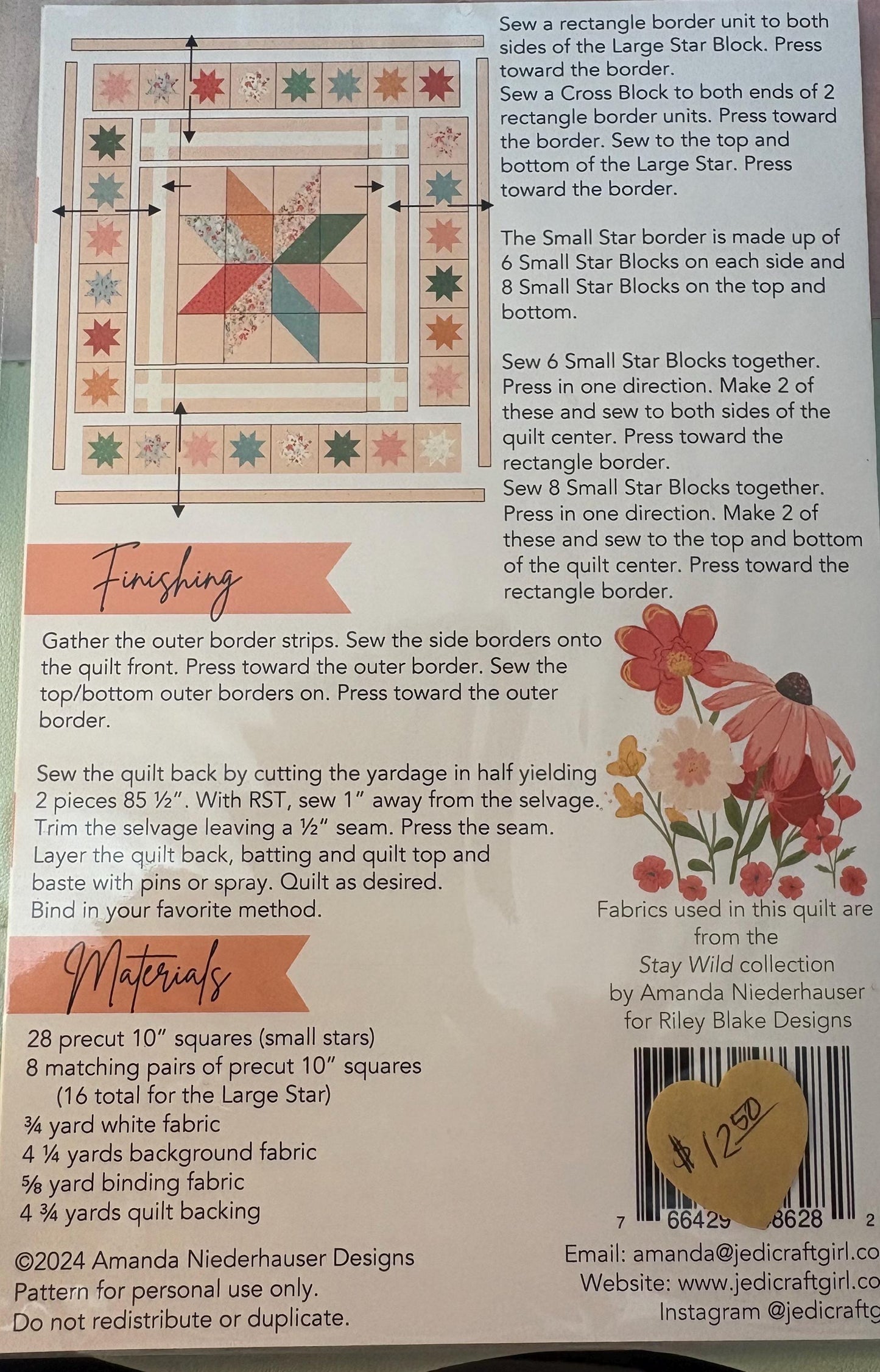PATTERN PRIMROSE STAR Quilt Pattern