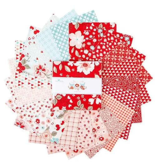 You and Me Floral and Hearts  5" CHARM Pack by Riley Blake
