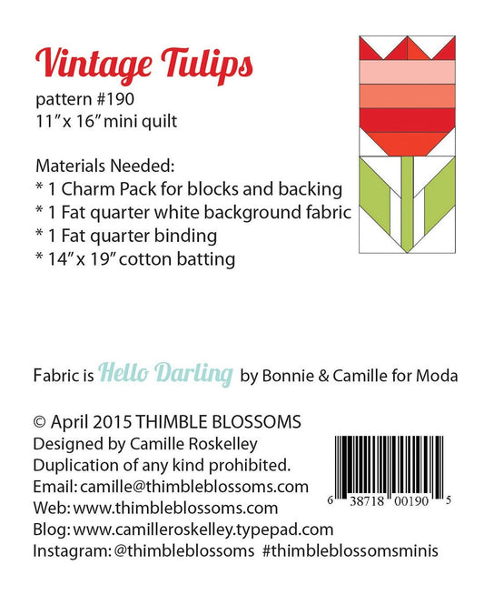 PATTERN mini Vintage Tulips quilt wall hanging