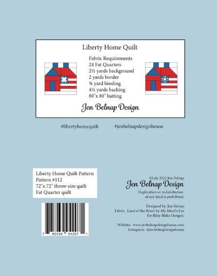 PATTERN Liberty HOME Houses QUILT Fat Quarter Friendly