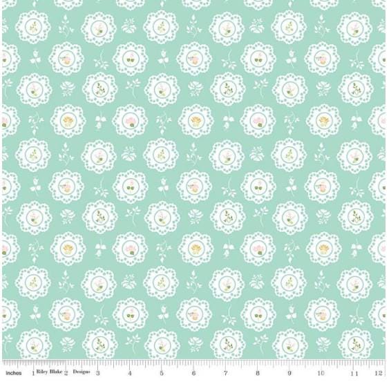 FABRIC SUMMER SKIES Doiles on Aqua Riley Blake