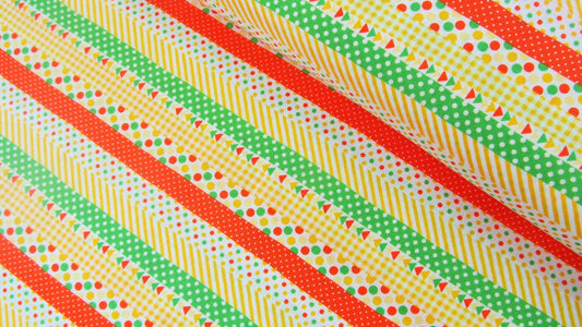 FABRIC YELLOW Geo Fun with Geometric Stripes Lecien   1 Yard