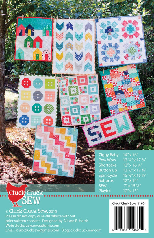 PATTERNS 8 patterns in one MINI QUILTS by Cluck Cluck Sew Buttons House Blocks, More