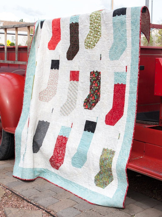 PATTERN By the Chimney Stockings CHRISTMAS Mini Quilt                We combine shipping