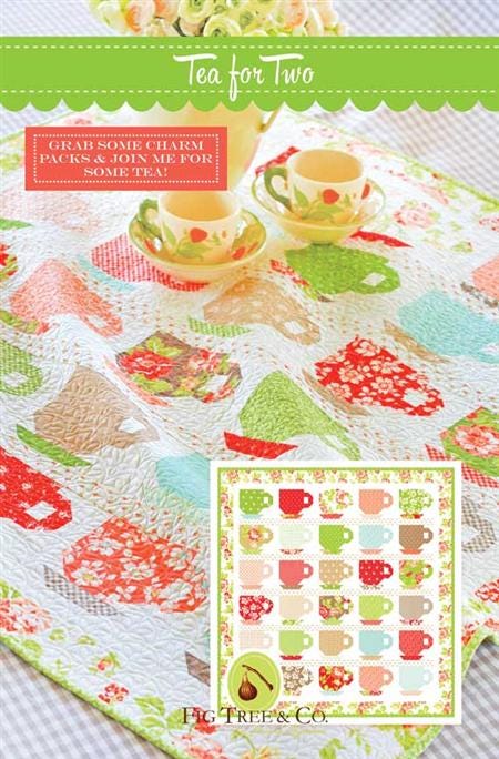 PATTERN TEA for Two TEACUPS Quilt Charm Pack, Fat Eighthy or Scrap Friendly