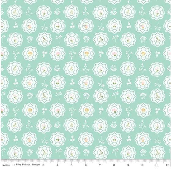 FABRIC SUMMER SKIES Doiles on Aqua Riley Blake