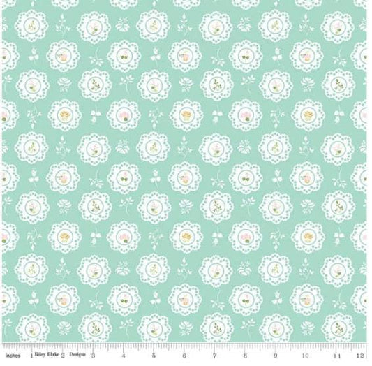 FABRIC SUMMER SKIES Doiles on Aqua Riley Blake