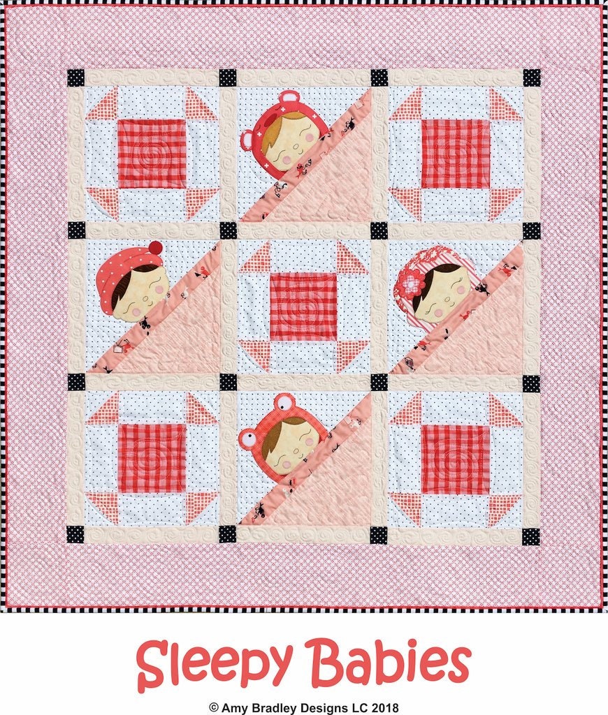 PATTERN SLEEPY BABY wall hanging quilt Full Sized Templates Boys and Girls    We combine shipping