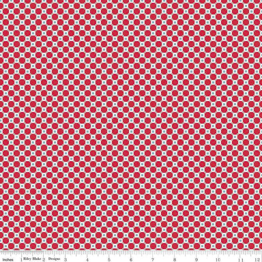 Clearance FABRIC COOK BOOK Kitchen Tiles Backsplash Octagons in Red and Blue
