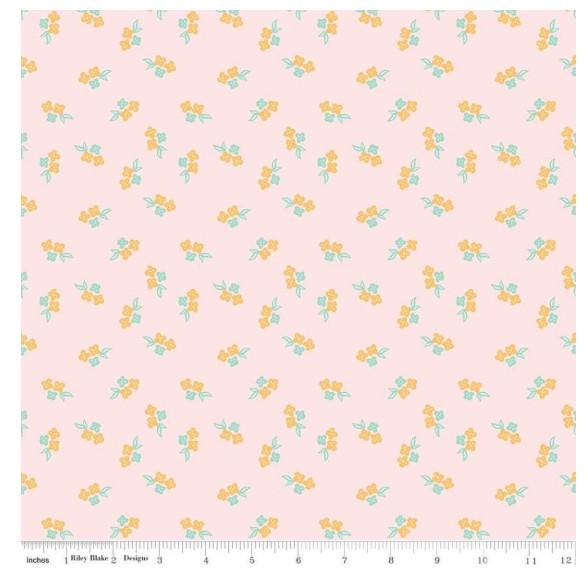 FABRIC SUMMER SKIES Foral on blush pink Riley Blake
