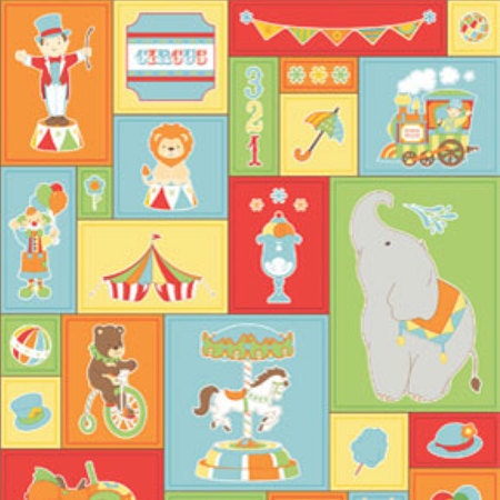 Clearance FABRIC CIRCUS Blocks Under The Big TOP by Bernartex 2+ Yards