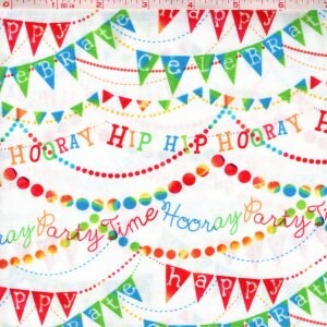 Clearance FABRIC Hip Hip HOORAY Party Bunting Banner Flags Fabric