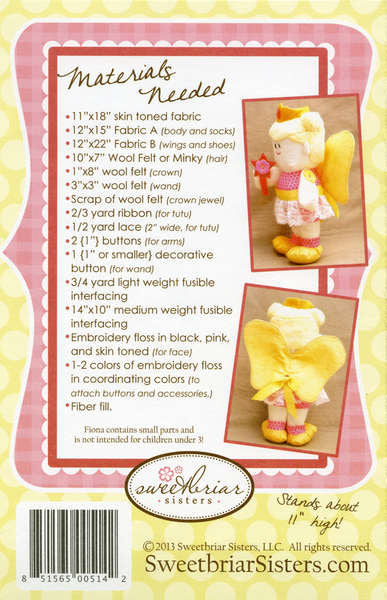 Clearance PATTERN Lil Girls FIONA the Fairy PRINCESS doll