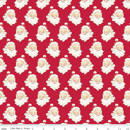 FABRIC Vintage Style Merry Little CHRISTMAS Santa Red by Riley Blake