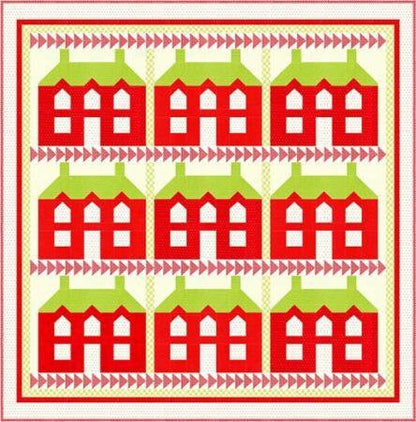 PATTERN CHRISTMAS MANOR House Block with Flying Geese Quilt