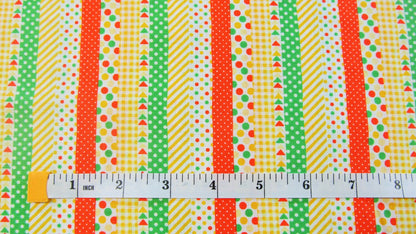 FABRIC YELLOW Geo Fun with Geometric Stripes Lecien   1 Yard
