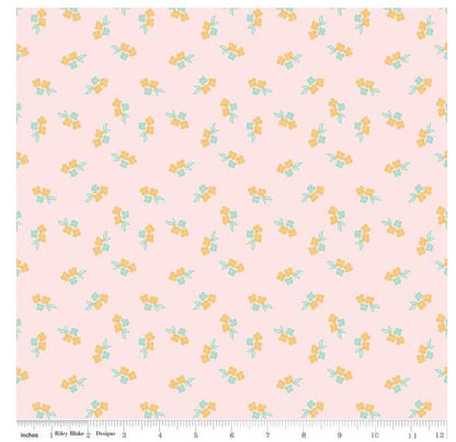 FABRIC SUMMER SKIES Foral on blush pink Riley Blake
