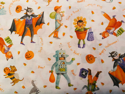 Clearance FABRIC TRICK or TREAT Halloween Children    by Robert Kaufman  1 Yard