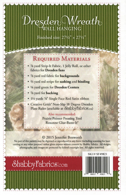 Clearance PATTERN DRESDEN WREATH wall hanging by Shabby Fabrics