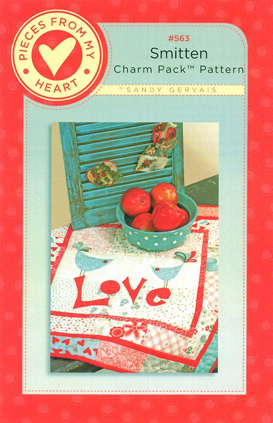 CLEARANCE Valentines PATTERN Birdie Bird wall quilt Charm Pack Pattern SMITTEN