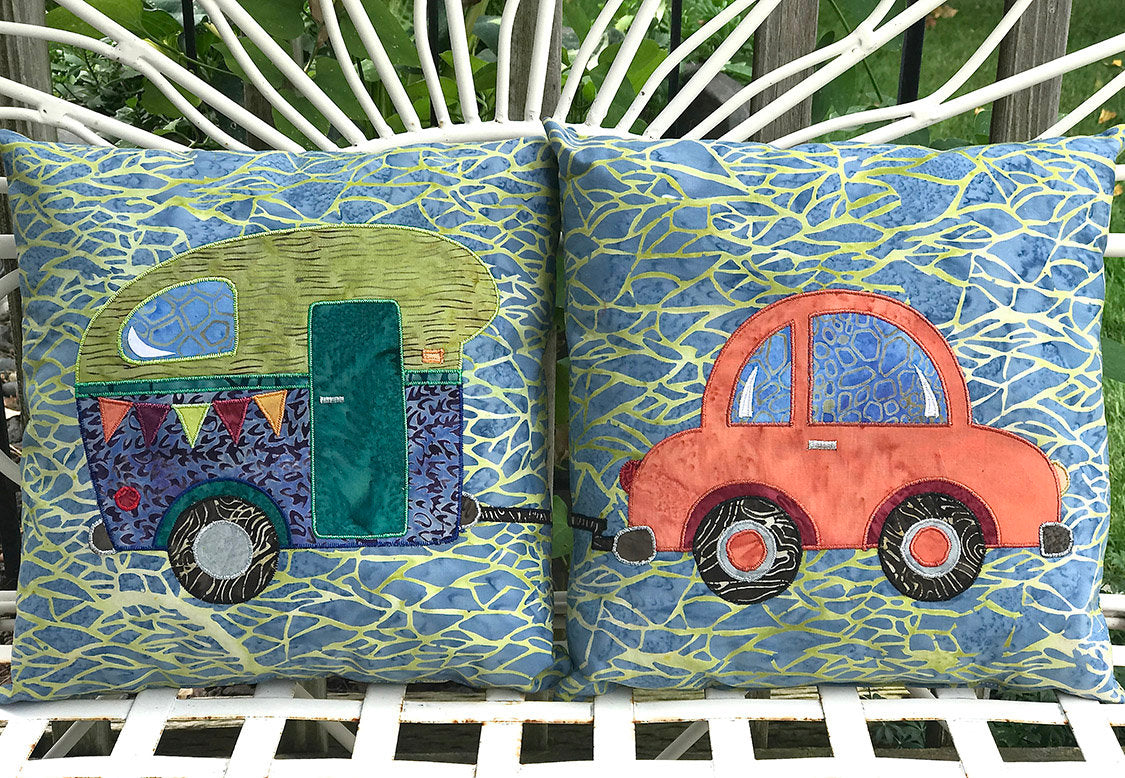 Clearance PATTERN Happy CAMPER Pillow Duet Trailer Car pattern to make both